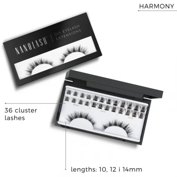 Nanolash DIY Eyelash Extensions trsové nalepovacie mihalnice bez uzlíka Harmony 36 ks