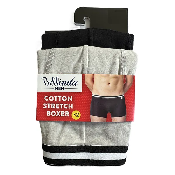 Bellinda 
COTTON STRETCH BOXER 2x - Dvojbalenie bavlnených boxeriek - čierna - sivá