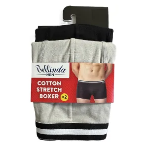 Bellinda 
COTTON STRETCH BOXER 2x - Dvojbalenie bavlnených boxeriek - čierna - sivá