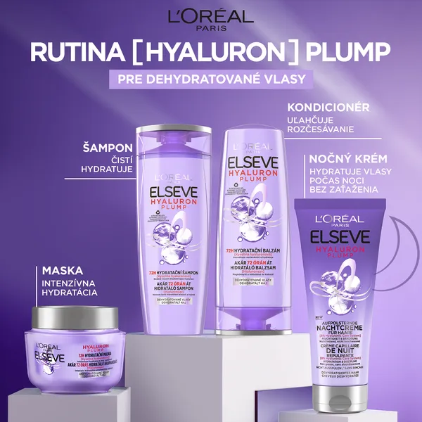 L’Oréal Paris Elseve Hyaluron Plump nočný hydratačný krém na vlasy 200 ml