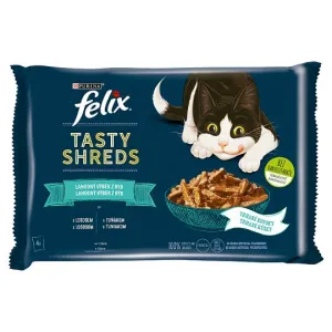 FELIX kapsičky tasty shreds losos/tuniak v šťave 4 x 80 g