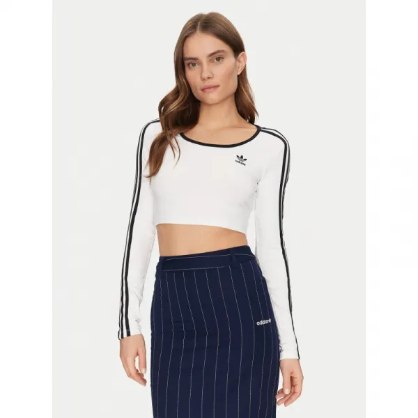 Dámske tričko s dlhým rukávom ADIDAS ORIGINALS 3S LS CROP-WHITE
