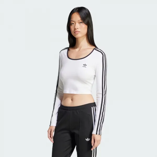 Dámske tričko s dlhým rukávom ADIDAS ORIGINALS 3S LS CROP-WHITE