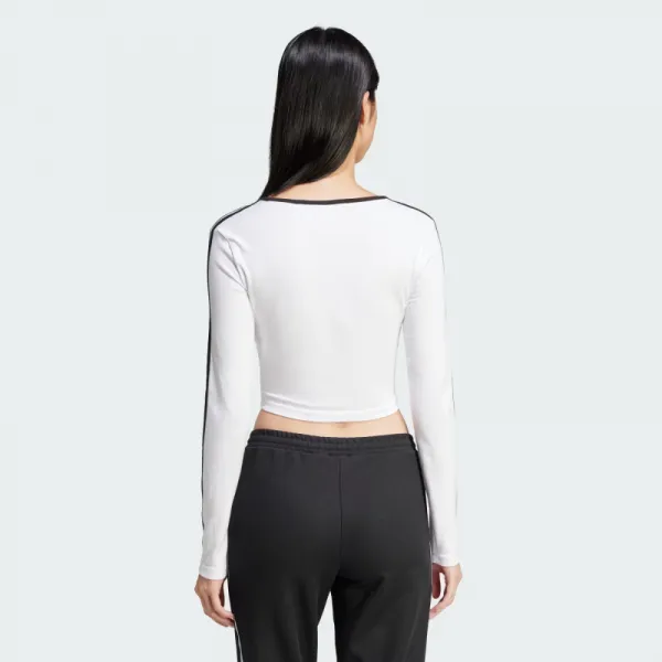 Dámske tričko s dlhým rukávom ADIDAS ORIGINALS 3S LS CROP-WHITE