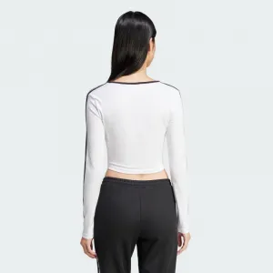 Dámske tričko s dlhým rukávom ADIDAS ORIGINALS 3S LS CROP-WHITE