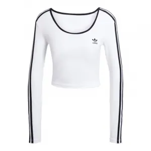 Dámske tričko s dlhým rukávom ADIDAS ORIGINALS 3S LS CROP-WHITE