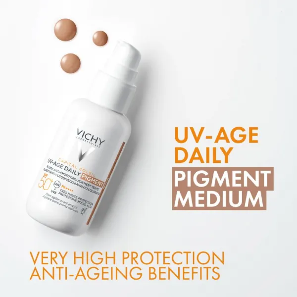 Vichy Capital Soleil Daily SPF50+ ochranný tónovaný fluid na tvár SPF 50+ odtieň Medium 40 ml