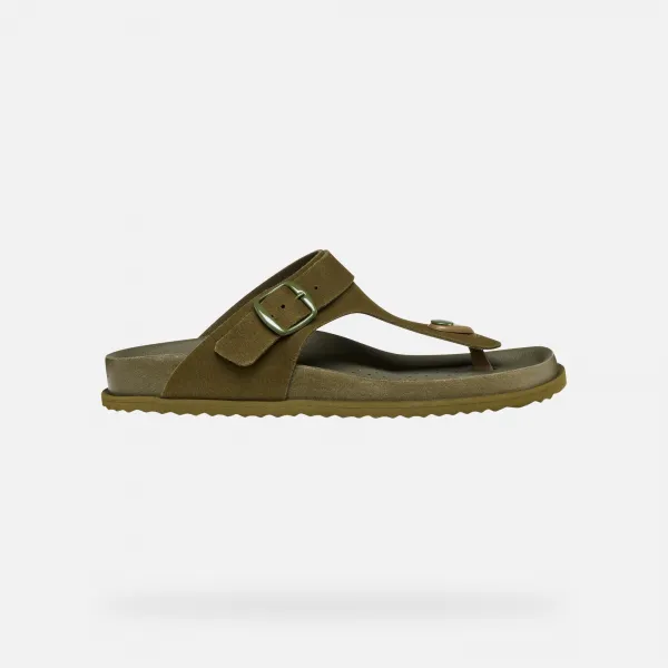 Geox D SANDYBETT Dámske žabky, khaki, veľkosť