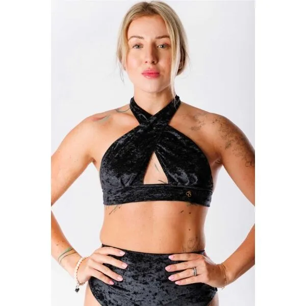 GOLDBEE VELVET SWIMSUIT CROSS Dámsky vrchný diel plaviek, čierna, veľkosť