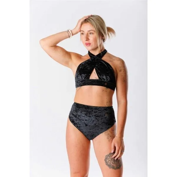 GOLDBEE VELVET SWIMSUIT CROSS Dámsky vrchný diel plaviek, čierna, veľkosť
