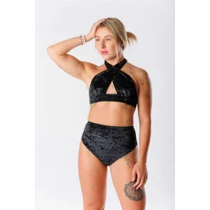 GOLDBEE VELVET SWIMSUIT CROSS Dámsky vrchný diel plaviek, čierna, veľkosť