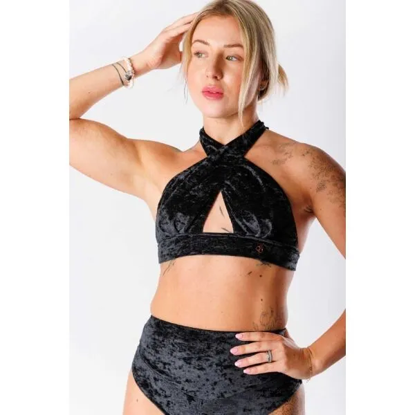 GOLDBEE VELVET SWIMSUIT CROSS Dámsky vrchný diel plaviek, čierna, veľkosť