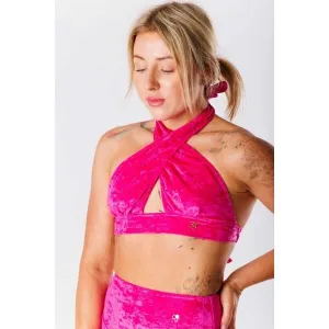 GOLDBEE VELVET SWIMSUIT CROSS Dámsky vrchný diel plaviek, ružová, veľkosť