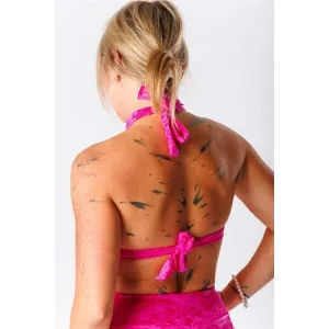 GOLDBEE VELVET SWIMSUIT CROSS Dámsky vrchný diel plaviek, ružová, veľkosť