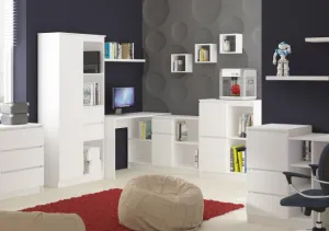 Ak furniture Rohový psací stůl B-17 s komodou bílý