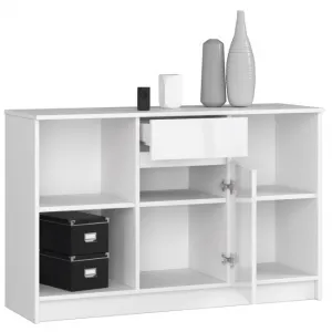Ak furniture Rohový psací stůl B-17 s komodou bílý lesk