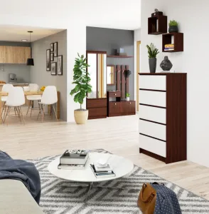 Ak furniture Komoda Kuba 60 cm - 5 zásuviek wenge/biela