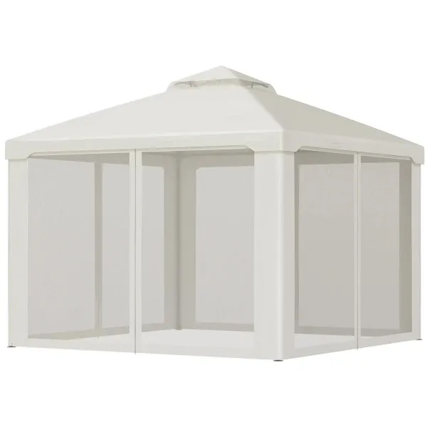 Outsunny Zahradní altán s moskytiérou, 3 x 3 m, krémově bílý