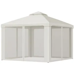 Outsunny Zahradní altán s moskytiérou, 3 x 3 m, krémově bílý