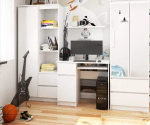 Ak furniture Písací stôl PIKSEL 90 cm biely ľavý