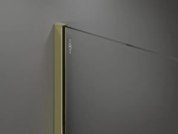 MEXEN/S - KIOTO Sprchová zástena WALK-IN 80x200 cm 8 mm, zlatá, biely vzor 800-080-101-50-85