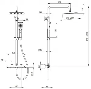 DEANTE - Therm chróm - Sprchový stĺp, so sprchovou batériou, termostat NAC_04HT