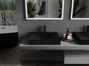 MEXEN - Poli umývadlo na dosku liaty mramor 1/O 60 x 48, čierna 23026071