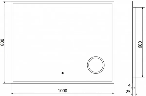 MEXEN - Kala zrkadlo s osvetlením s kozmetickým zrkadlom 100 x 80, LED 600 9820-100-080-611-00