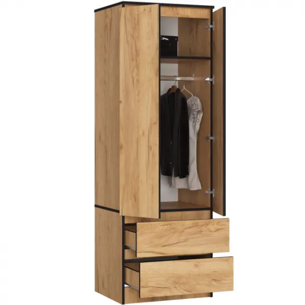 Ak furniture Šatní skříň STAR 60 cm dub craft zlatý