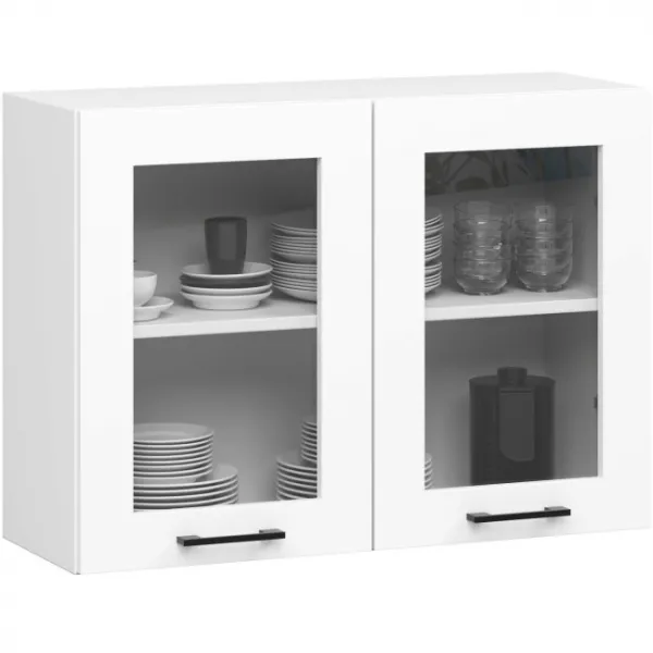 Ak furniture Kuchyňská linka Olivie 2,4 m prosklená dub sonoma/bílá