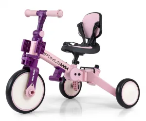 Detská trojkolka 5v1 Milly Mally Optimus Max s vodiacou tyčou pink