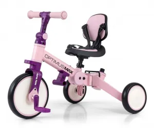 Detská trojkolka 5v1 Milly Mally Optimus Max s vodiacou tyčou pink