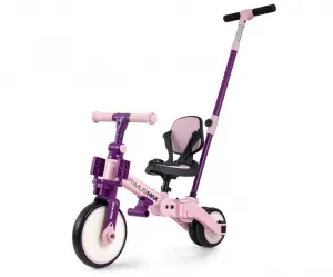 Detská trojkolka 5v1 Milly Mally Optimus Max s vodiacou tyčou pink