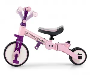 Detská trojkolka 5v1 Milly Mally Optimus Max s vodiacou tyčou pink