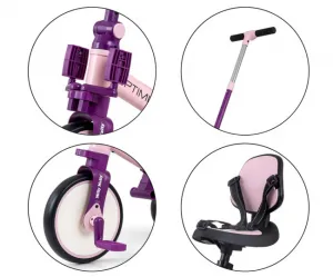 Detská trojkolka 5v1 Milly Mally Optimus Max s vodiacou tyčou pink