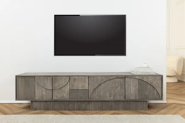 LuxD Dizajnový TV stolík Movement 200 cm sivé dymové mango