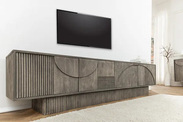LuxD Dizajnový TV stolík Movement 200 cm sivé dymové mango