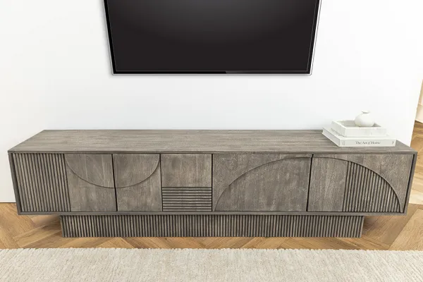 LuxD Dizajnový TV stolík Movement 200 cm sivé dymové mango