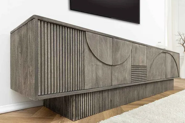 LuxD Dizajnový TV stolík Movement 200 cm sivé dymové mango