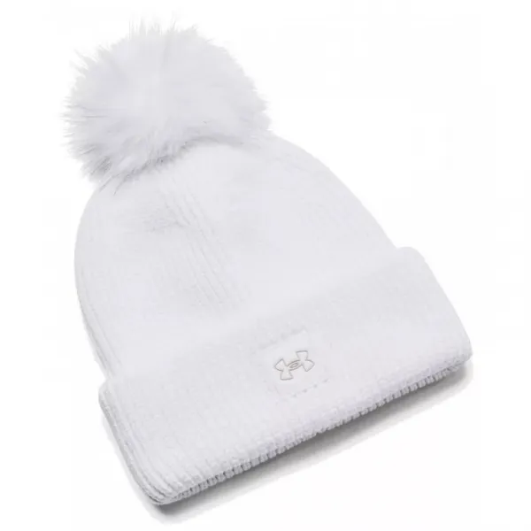 Dámska zimná čiapka UNDER ARMOUR UA Halftime Ribbed Pom-WHT