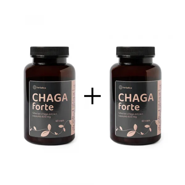 Zvýhodnený set: 2 x Čaga sibírska FORTE - 60 vegánskych kapsúl (600mg/ kapsula) - Herbatica