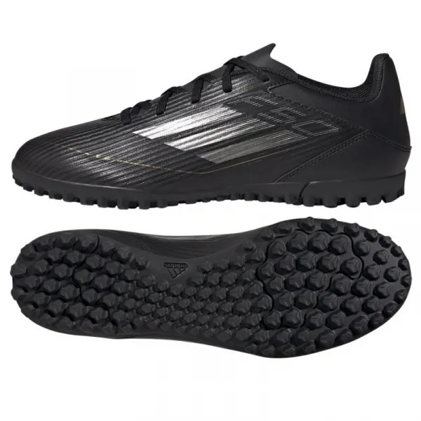 Pánske futbalové kopačky turfy ADIDAS F50 Club M TF core black iron metallic gold metallic