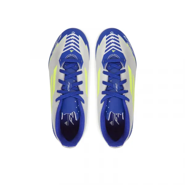 Chlapčenské futbalové kopačky outdoorové ADIDAS F50 Club Messi Jr FG silver metallic solar yellow lucid blue