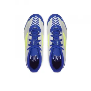 Chlapčenské futbalové kopačky outdoorové ADIDAS F50 Club Messi Jr FG silver metallic solar yellow lucid blue