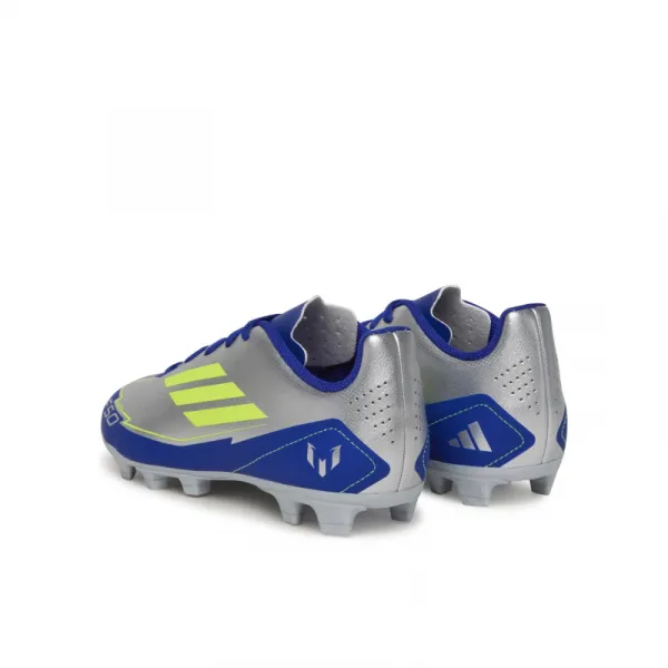 Chlapčenské futbalové kopačky outdoorové ADIDAS F50 Club Messi Jr FG silver metallic solar yellow lucid blue