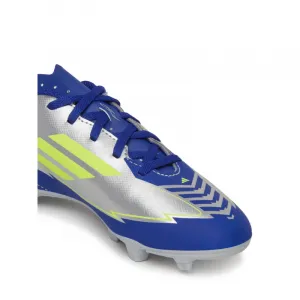 Chlapčenské futbalové kopačky outdoorové ADIDAS F50 Club Messi Jr FG silver metallic solar yellow lucid blue