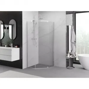 MEXEN - Exo sprchovací kút päťboký krídlový 90 x 90, transparent, chróm 812-090-090-01-00