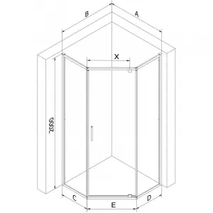 MEXEN - Exo sprchovací kút päťboký krídlový 100 x 100, transparent, chróm 812-100-100-01-00