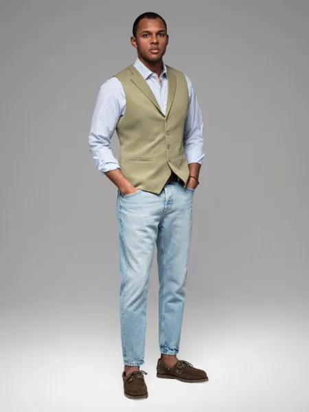Elegantná vesta pre pánov- olivová