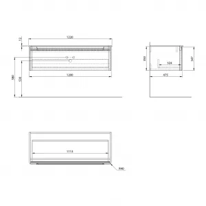 SAPHO - KERALA umývadlová skrinka 120x35x47,5cm, 1x zásuvka, biela lesk KR120-3030